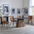 Danetti Dark Grey Ceramic Oval Dining Set with Bronze Pedestal Base - Corona Brown Fabric Dining Chair-8