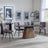 Danetti Dark Grey Ceramic Oval Dining Set with Bronze Pedestal Base - Corona Camel Fabric Dining Chair-3