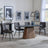 Danetti Dark Grey Ceramic Oval Dining Set with Bronze Pedestal Base - Corona Grey Fabric Dining Chair-9