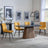 Danetti Dark Grey Ceramic Oval Dining Set with Bronze Pedestal Base - Corona Yellow Fabric Dining Chair-5