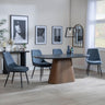 Danetti Dark Grey Ceramic Oval Dining Set with Bronze Pedestal Base - Darwin Dark Grey Fabric Dining Chair-5