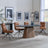 Danetti Dark Grey Ceramic Oval Dining Set with Bronze Pedestal Base - Diego Brown Leather Swivel Dining Chair