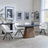 Danetti Dark Grey Ceramic Oval Dining Set with Bronze Pedestal Base - Ion Cream Velvet Fabric Swivel Dining Chair-5