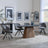 Danetti Dark Grey Ceramic Oval Dining Set with Bronze Pedestal Base - Ion Dark Grey Velvet Fabric Swivel Dining Chair-2