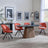 Danetti Dark Grey Ceramic Oval Dining Set with Bronze Pedestal Base - Ion Orange Velvet Fabric Swivel Dining Chair-3