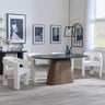 Danetti Dark Grey Ceramic Oval Dining Set with Bronze Pedestal Base - Kiefer Cream Boucle Fabric Dining Chair-2