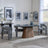 Danetti Dark Grey Ceramic Oval Dining Set with Bronze Pedestal Base - Kiefer Grey Boucle Fabric Dining Chair
