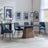 Danetti Dark Grey Ceramic Oval Dining Set with Bronze Pedestal Base - Peyton Blue Fabric Dining Chair-3