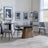 Danetti Dark Grey Ceramic Oval Dining Set with Bronze Pedestal Base - Peyton Grey Fabric Dining Chair-2