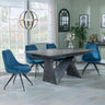 Garvin Dark Grey Ceramic Extending Dining Set - Arctic Blue Velvet Fabric Swivel Dining Chair-3