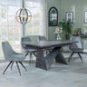 Garvin Dark Grey Ceramic Extending Dining Set - Arctic Grey Velvet Fabric Swivel Dining Chair-2
