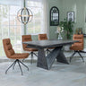 Garvin Dark Grey Ceramic Extending Dining Set - Diego Brown Leather Swivel Dining Chair