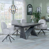 Garvin Dark Grey Ceramic Extending Dining Set - Theo Grey Fabric Swivel Dining Chair