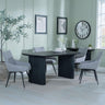Bern Fluted Black Dining Set - Ace Grey Fabric Swivel Dining Chair-2