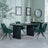 Bern Fluted Black Dining Set - Arctic Green Velvet Fabric Swivel Dining Chair-2