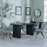 Bern Fluted Black Dining Set - Arctic Grey Velvet Fabric Swivel Dining Chair-3