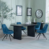 Bern Fluted Black Dining Set - Arctic Blue Velvet Fabric Swivel Dining Chair-3