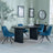 Bern Fluted Black Dining Set - Arctic Blue Velvet Fabric Swivel Dining Chair-4