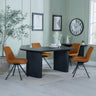 Bern Fluted Black Dining Set - Boden Orange Fabric Swivel Dining Chair-2