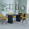 Bern Fluted Black Dining Set - Boden Yellow Fabric Swivel Dining Chair-3