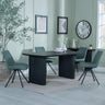 Bern Fluted Black Dining Set - Boden Green Fabric Swivel Dining Chair-4