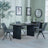 Bern Fluted Black Dining Set - Boden Grey Fabric Swivel Dining Chair