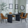 Bern Fluted Black Dining Set - Darwin Orange Fabric Dining Chair-4