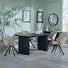 Bern Fluted Black Dining Set - Ion Beige Velvet Fabric Swivel Dining Chair-2