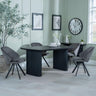 Bern Fluted Black Dining Set - Ion Dark Grey Velvet Fabric Swivel Dining Chair-3