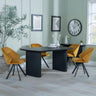 Bern Fluted Black Dining Set - Ion Mustard Velvet Fabric Swivel Dining Chair-5