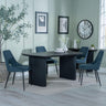 Bern Fluted Black Dining Set - Peyton Blue Fabric Dining Chair-2