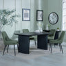 Bern Fluted Black Dining Set - Peyton Green Fabric Dining Chair-4