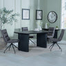 Bern Fluted Black Dining Set - Diego Grey Leather Swivel Dining Chair-3
