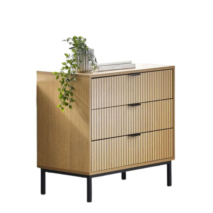 Hawaii Oak Ribbed 3 Drawer Small Chest