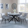 Bronx Grey Concrete Effect 4 Seater Round Dining Set with Spider Legs - 4 Ace Grey Fabric Swivel Dining Chair