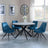 Ezra Grey Concrete 4 Seater Round Dining Set with Spider Legs - 4 Arctic Blue Velvet Fabric Swivel Dining Chair-3