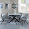 Ezra Grey Concrete 4 Seater Round Dining Set with Spider Legs - 4 Arctic Grey Velvet Fabric Swivel Dining Chair-3