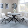 Bronx Grey Concrete Effect 4 Seater Round Dining Set with Spider Legs - 4 Boden Cream Fabric Swivel Dining Chair-2