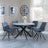 Bronx Grey Concrete Effect 4 Seater Round Dining Set with Spider Legs - 4 Boden Dark Grey Fabric Swivel Dining Chair-5