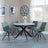 Bronx Grey Concrete Effect 4 Seater Round Dining Set with Spider Legs - 4 Boden Green Fabric Swivel Dining Chair-4