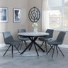 Bronx Grey Concrete Effect 4 Seater Round Dining Set with Spider Legs - 4 Boden Grey Fabric Swivel Dining Chair-6