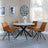 Bronx Grey Concrete Effect 4 Seater Round Dining Set with Spider Legs - 4 Boden Orange Fabric Swivel Dining Chair-3