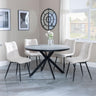 Bronx Grey Concrete Effect 4 Seater Round Dining Set with Spider Legs - 4 Corona Beige Fabric Dining Chair-2