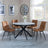 Bronx Grey Concrete Effect 4 Seater Round Dining Set with Spider Legs - 4 Corona Brown Fabric Dining Chair-8