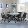 Bronx Grey Concrete Effect 4 Seater Round Dining Set with Spider Legs - 4 Corona Grey Fabric Dining Chair-9