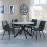 Bronx Grey Concrete Effect 4 Seater Round Dining Set with Spider Legs - 4 Corona Light Grey Fabric Dining Chair-7