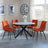 Bronx Grey Concrete Effect 4 Seater Round Dining Set with Spider Legs - 4 Corona Orange Fabric Dining Chair-4