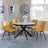 Bronx Grey Concrete Effect 4 Seater Round Dining Set with Spider Legs - 4 Corona Yellow Fabric Dining Chair-5