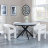 Bronx Grey Concrete Effect 4 Seater Round Dining Set with Spider Legs - 4 Kiefer Cream Boucle Fabric Dining Chair-2