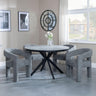 Bronx Grey Concrete Effect 4 Seater Round Dining Set with Spider Legs - 4 Kiefer Grey Boucle Fabric Dining Chair